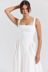 White Cotton Midi Sundress