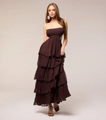 Soft Drama Strapless Tiered Ruffle Maxi Dress