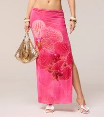 Catch Me On Vacay Tropical Floral Maxi Skirt