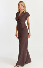 Poppy Pants - High Waist Darted Wide Leg Pants in Dark Chocolate