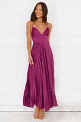 Exclusive Invite Satin Maxi Dress Plum