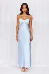 The Samara Satin Maxi Dress Blue
