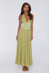 The Secret Waltz Halter Maxi Dress Lime