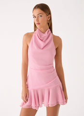 Kellsa Cowl Neck Mini Dress - Pink