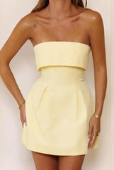 Stolen Kiss Strapless Mini Dress Lemon