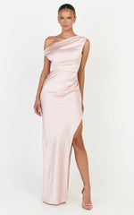 Laurie Maxi Dress - One Shoulder Ruched Dress in Pink