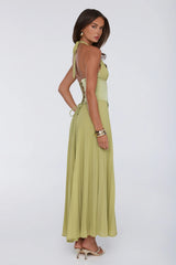 The Secret Waltz Halter Maxi Dress Lime
