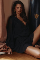 Black Hand Beaded Georgette Mini Dress - Limited Edition