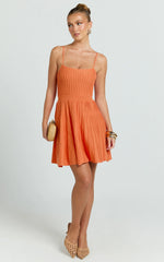 Donissa Mini Dress - Panelled Knit Mini Dress in Sherbet
