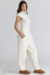 Ivory Wool Boucle Knit Top