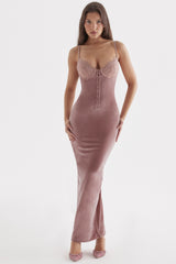 Soft Pink Velvet Midi Dress