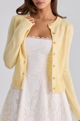 Lemon Wool + Cashmere Floral Embroidered Cardigan