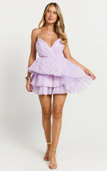 Amalie The Label - Mae Pleated Mini Dress - In Lilac