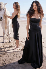 Black Lace Up Maxi Dress