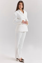 White Wide Leg High Waist Tailored Trousers