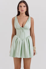 Pistachio Satin Mini Dress