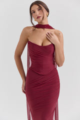 Cabernet Strapless Corset With Neck Scarf