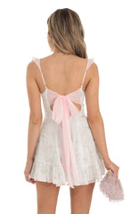 Floral Chiffon Dress in White