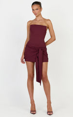 Gigi Top - Strapless Square Neck Corset Top in Wine
