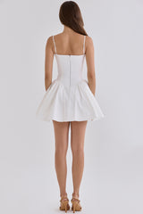 White Cotton Corset Mini Dress