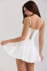 White Cotton Built-in Bloomer Shorts Mini Skirt