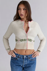 Cream Jacqard Wool Cardigan