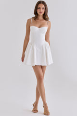 White Cotton Corset Mini Dress
