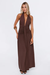 Endless Days Halter Maxi Dress Chocolate