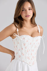 Rose Print Cotton Detachable Corset Midi Sundress