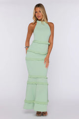 Mischief Mode Halter Maxi Dress Green