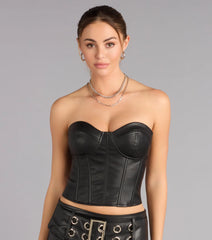 Midnight Edge Strapless Lace-Up Corset Top