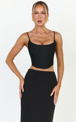 Marais Top - Lace Up Back Corset Top in Black