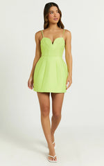 Amalie The Label - Kora Plunge A Line Mini Dress - In Citrus