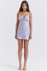 Embroidered Lavender Mini Dress