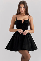 Black Velvet Tulle Mini Dress
