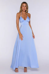 New Romance Halter Maxi Dress Light Blue