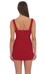 Lace Bust Bodycon Dress in Red