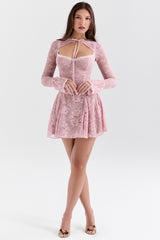 Perfectly Pink Lace Mini Dress