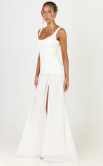 Coco Maxi Dress - Corset Bodice Fit And Flare Dress in White
