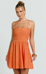 Donissa Mini Dress - Panelled Knit Mini Dress in Sherbet