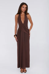 The Perfect Excuse Halter Maxi Dress Brown