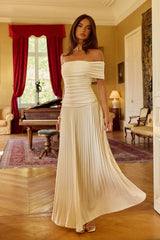 Wishes In The Wind Off Shoulder Maxi Dress Cream