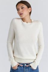 Ivory Cashmere + Wool Crew Neck Sweater