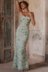 Jade Hand Beaded Embellished Corset Maxi Dress