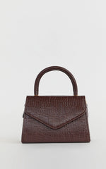 Marilou Bag - Croc Embossed Top Handle Crossbody Bag in Brown