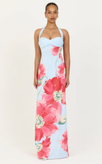Luciana Maxi Dress - Halter Neck Twist Front Dress in Luciana Floral Print