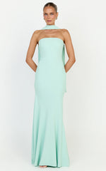Lolly Maxi Dress - Strapless Bias Column Dress with Scarf in Mint