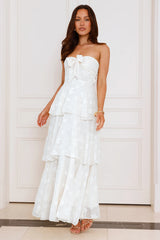 Frost Flare Strapless Maxi Dress White