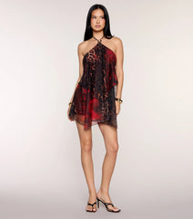 Wild Card Chiffon Halter Mini Dress