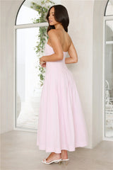 Sunshine Serenity Strapless Midi Dress Pink